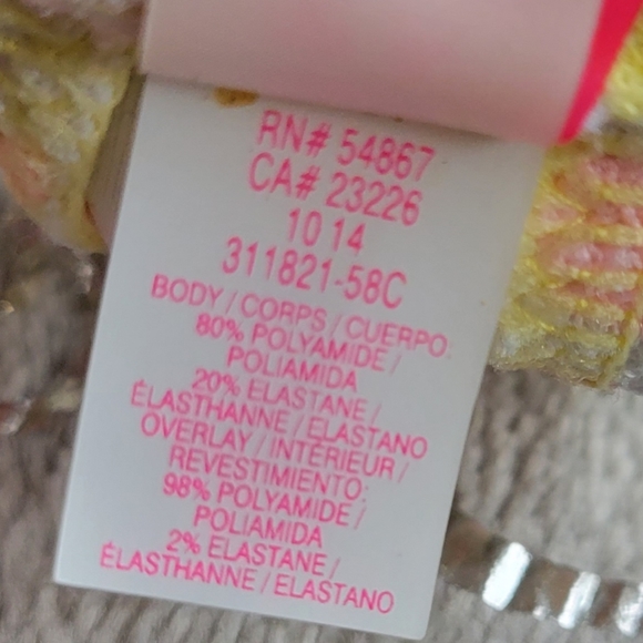 Victoria's Bombshell Add 2 Cups Bikini Top White Pink Yellow Eyelet Lace 36D - Picture 8 of 8